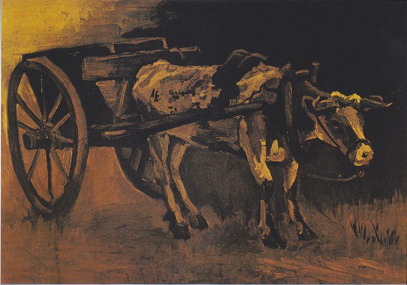 Vincent Van Gogh Cart with reddish-brown ox China oil painting art